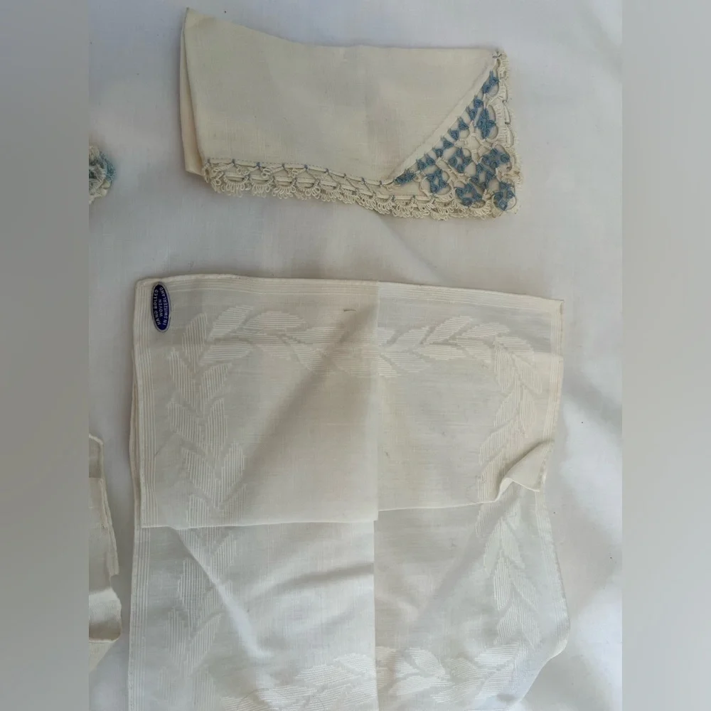 Lot of 8 Handkerchief Set, Linen, Cotton, Crochet New Vintage